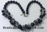 CGN360 19.5 inches chinese crystal & blue goldstone beaded necklaces