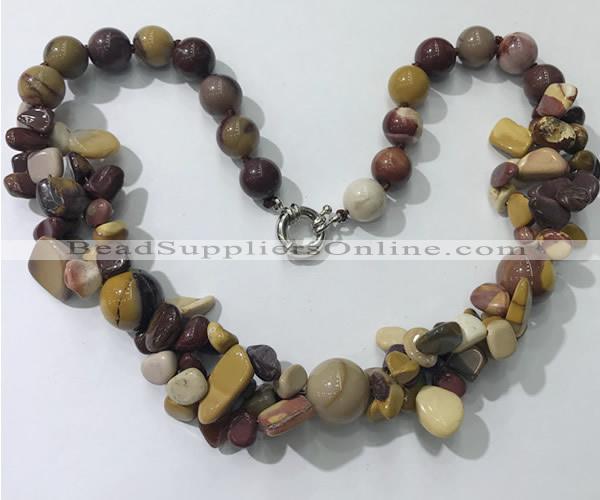 CGN374 19.5 inches round & chips mookaite beaded necklaces