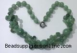 CGN380 23 inches round & chips green aventurine beaded necklaces