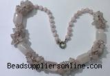 CGN385 23 inches chinese crystal & rose quartz beaded necklaces