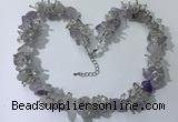 CGN401 19.5 inches chinese crystal & light amethyst chips beaded necklaces