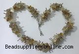 CGN402 19.5 inches chinese crystal & citrine chips beaded necklaces