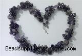 CGN403 19.5 inches chinese crystal & amethyst chips beaded necklaces