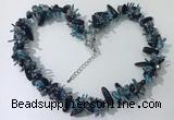 CGN413 19.5 inches chinese crystal & black agate chips beaded necklaces