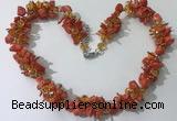 CGN418 19.5 inches chinese crystal & coral chips beaded necklaces