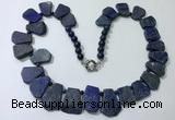 CGN432 20 inches freeform lapis lazuli gemstone beaded necklaces