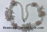 CGN450 25.5 inches chinese crystal & rose quartz beaded necklaces