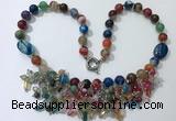 CGN488 21.5 inches chinese crystal & striped agate beaded necklaces