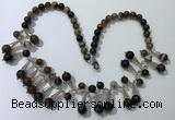 CGN496 21 inches chinese crystal & striped agate beaded necklaces