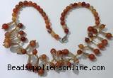 CGN499 21 inches chinese crystal & striped agate beaded necklaces