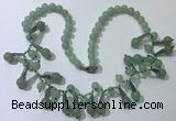 CGN501 21 inches chinese crystal & green aventurine beaded necklaces