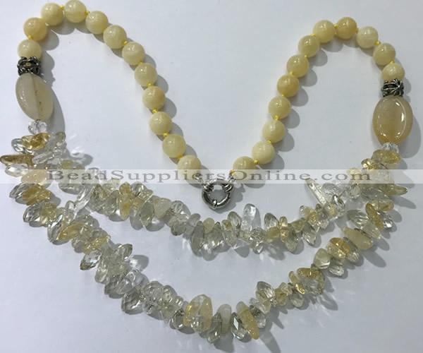 CGN517 23.5 inches chinese crystal & mixed gemstone beaded necklaces