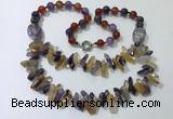 CGN519 23.5 inches chinese crystal & mixed gemstone beaded necklaces