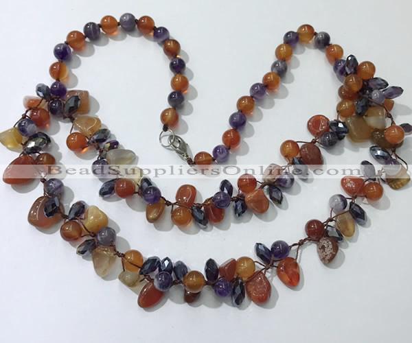 CGN530 19.5 inches chinese crystal & mixed gemstone beaded necklaces