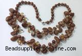 CGN532 19.5 inches chinese crystal & goldstone beaded necklaces