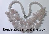 CGN555 19.5 inches stylish 4mm - 12mm rose quartz beaded necklaces