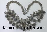 CGN568 19.5 inches stylish 4mm - 12mm grey agate beaded necklaces