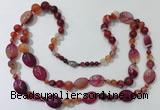 CGN585 23.5 inches striped agate gemstone beaded necklaces