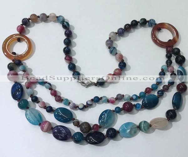 CGN601 23.5 inches striped agate gemstone beaded necklaces