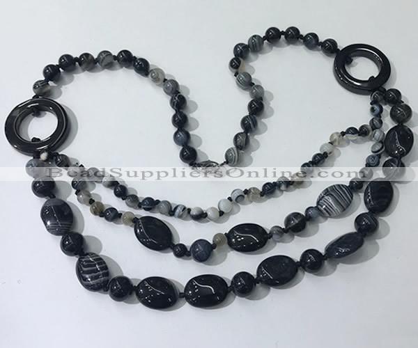 CGN603 23.5 inches striped agate gemstone beaded necklaces