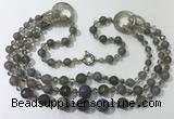 CGN638 24 inches chinese crystal & striped agate beaded necklaces