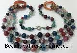 CGN643 24 inches chinese crystal & striped agate beaded necklaces