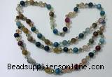 CGN660 22 inches chinese crystal & striped agate beaded necklaces