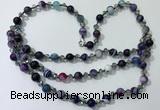 CGN662 22 inches chinese crystal & striped agate beaded necklaces