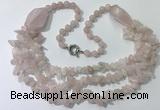 CGN670 22 inches stylish rose quartz beaded necklaces wholesale