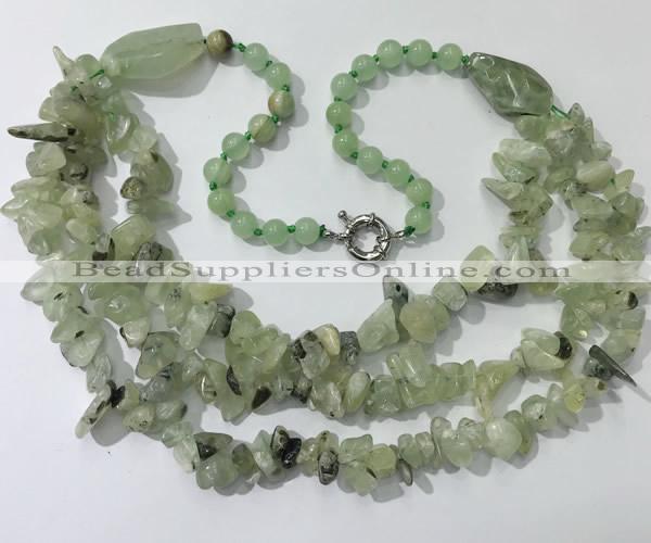 CGN672 22 inches stylish prehnite beaded necklaces wholesale