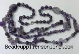 CGN680 23.5 inches chinese crystal & amethyst beaded necklaces