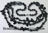 CGN687 23.5 inches chinese crystal & black agate beaded necklaces