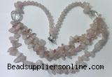 CGN695 22.5 inches chinese crystal & rose quartz beaded necklaces