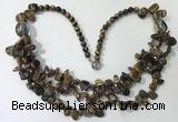 CGN702 22.5 inches chinese crystal & yellow tiger eye beaded necklaces