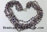 CGN724 19.5 inches stylish 6 rows amethyst & citrine chips necklaces