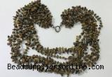 CGN747 19.5 inches stylish 8 rows yellow tiger eye chips necklaces