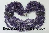 CGN756 20 inches stylish 6 rows amethyst chips necklaces