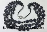 CGN801 23.5 inches stylish 3 rows round & coin blue goldstone necklaces