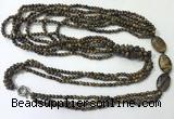 CGN854 30 inches trendy yellow tiger eye long beaded necklaces