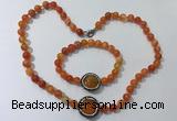 CGN873 19.5 inches 8mm round striped agate jewelry sets