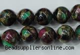 CGO04 15.5 inches 10mm round gold multi-color stone beads