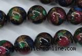 CGO06 15.5 inches 14mm round gold multi-color stone beads