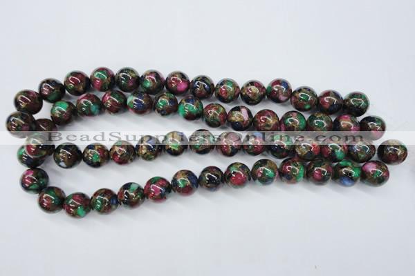 CGO06 15.5 inches 14mm round gold multi-color stone beads