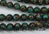 CGO101 15.5 inches 6mm round gold green color stone beads