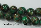 CGO103 15.5 inches 10mm round gold green color stone beads