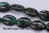 CGO146 15.5 inches 10*14mm oval gold green color stone beads