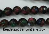 CGO15 15.5 inches 12mm faceted round gold multi-color stone beads