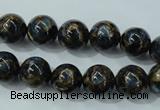 CGO163 15.5 inches 10mm round gold blue color stone beads