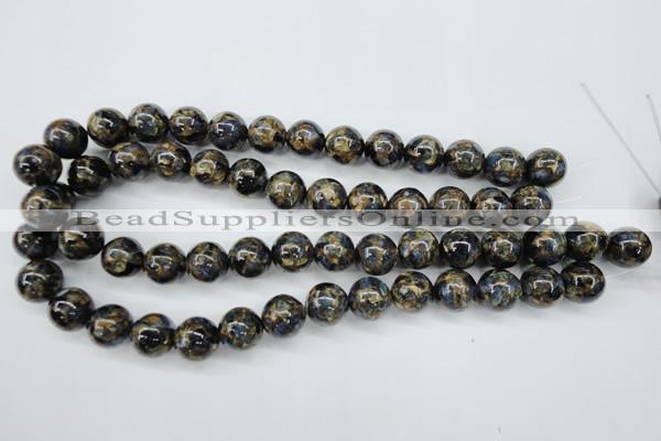 CGO168 15.5 inches 20mm round gold blue color stone beads