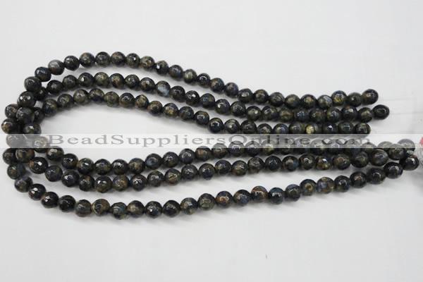 CGO173 15.5 inches 10mm faceted round gold blue color stone beads